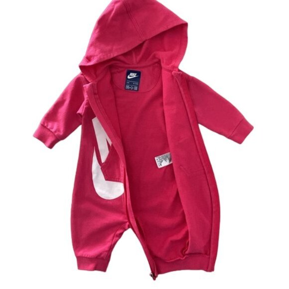 Nike Logo Hooded Pink Jumpsuit 3-6 Months - Picture 7 of 10